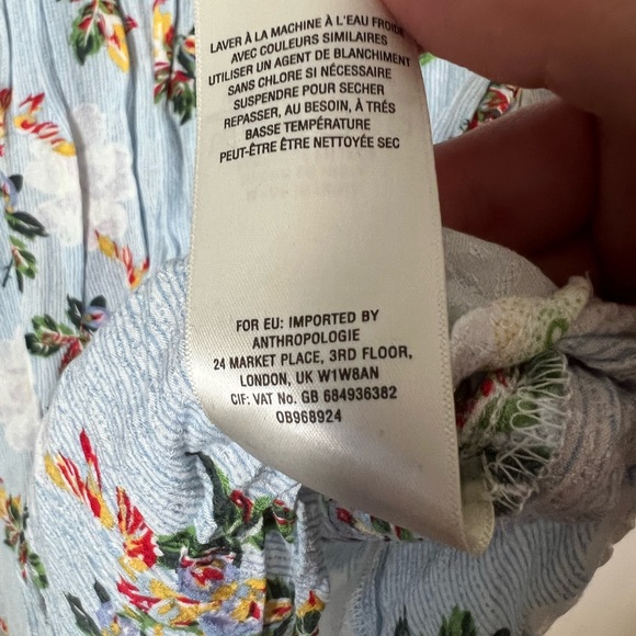 *EUC* Anthropologie Maeve Boswell Blouse Top in Blue Striped Floral Top, Size 4 - Picture 11 of 11